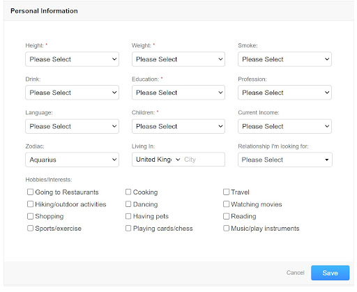 ukrainebrides4you personal information in profiles