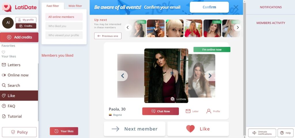 latidate-user-interface