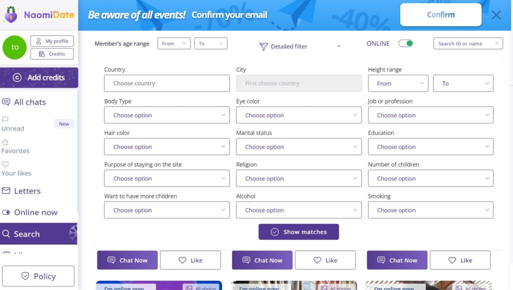 naomidate-search-functionality